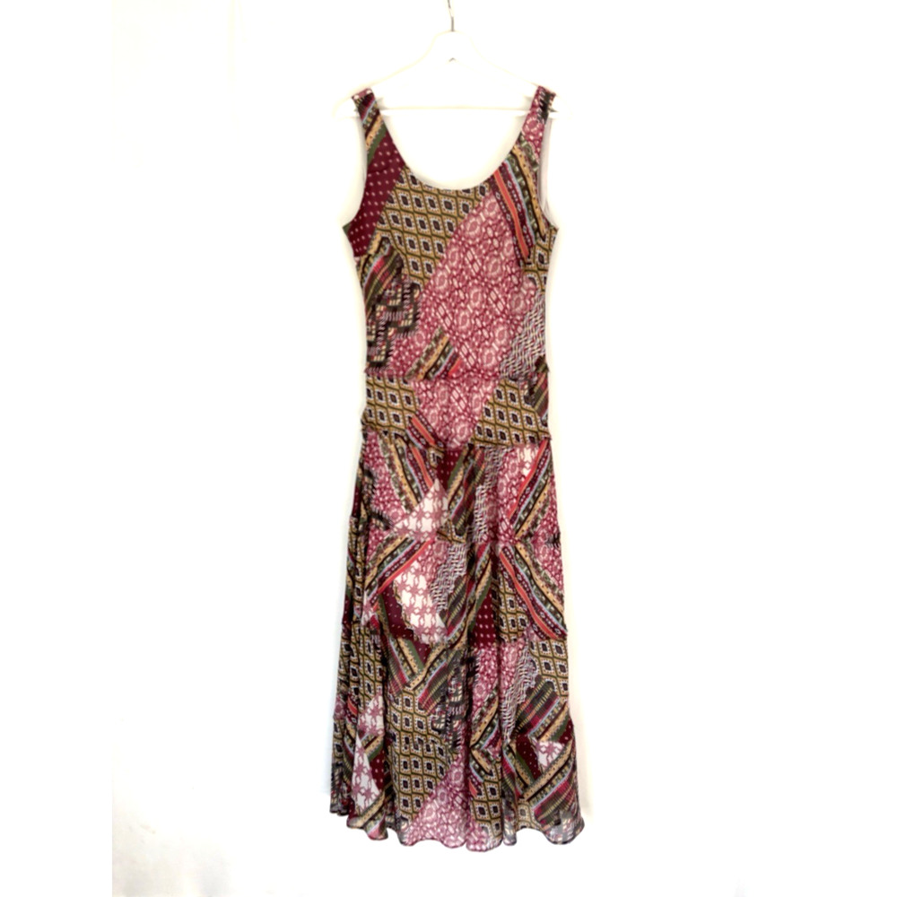 Jones Studio Dress 10 Maxi Aline Long Sleeveless Boho Patch Floral